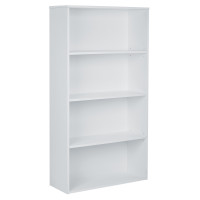 OSP Home Furnishings PRD3260-WH Prado 60-in 4-Shelf Bookcase with 2 Adjustable Shelves and 2 Fixed Shelves in White